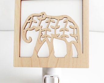 Elephant Nightlight // Safari Jungle Nite Lite // Nursery and Baby Room Lighting // Decorative Plug In Nightlight // Gifts for Kids & Babies