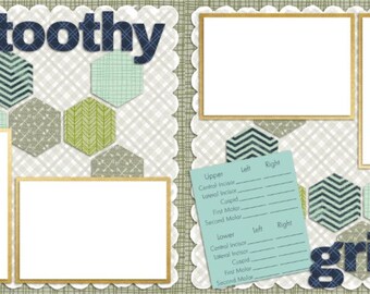 Toothy Grins Boy - Baby - Dentist - Digital Scrapbook Quick Pages - INSTANT DOWNLOAD