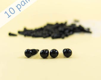 5mm Black Safety Eyes - 10 pairs -- craft eyes, teddy bear eyes, doll eyes, amigurumi eyes for DIY stuffed animals