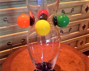 CZECH BOHEMIAN B.A.G. Glass Vase Hand Crafted Colorful Large Sized Contemporary Modern Bohemian Art Glass Decor Artist Signed R. Plesl