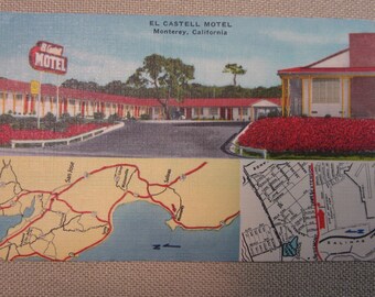 Vintage Postcard of El Castell Motel Monterey, California Teknitone Color