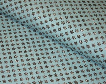 jersey Fabric - Cotton Lycra Jersey Small scribble STARS on turquoise - European Knits - Cotton Jersey Knit - gray stars celestial