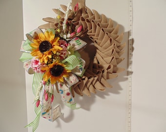 Sunflower Burlap Petals New Hand Made Wreath