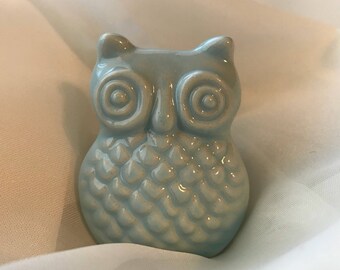 Denim Light Blue Ceramic Owl Knobs Decorative Drawer Knob, Instant Furniture Upgrade Ceramic Drawer Pulls, Cabinet Supplies, Item #476229254