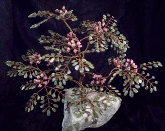 Jade and Rhodonite Mimosa Gem Tree