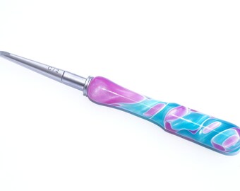 Crochet Hook Set, Interchangeable, Acrylic Handle, Caribbean Cove, Self Storing, Crochet Hooks, Knitting, Yarn Craft, Closed End, Gifts
