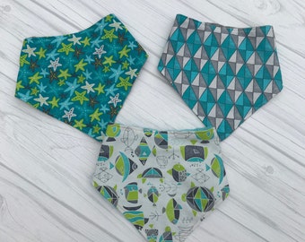 Baby Bandana Bibs, Bandana Bib Boy, Modern Baby Bibs, Baby Drool Bibs, Dribble Bibs set of 3, baby gift