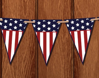 Stars and Stripes 4th of July / Independence Day Banner for instant download! Patriotic. Red white and blue. Printable.