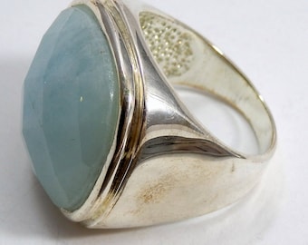 Huge Faceted Chalcedony Ring