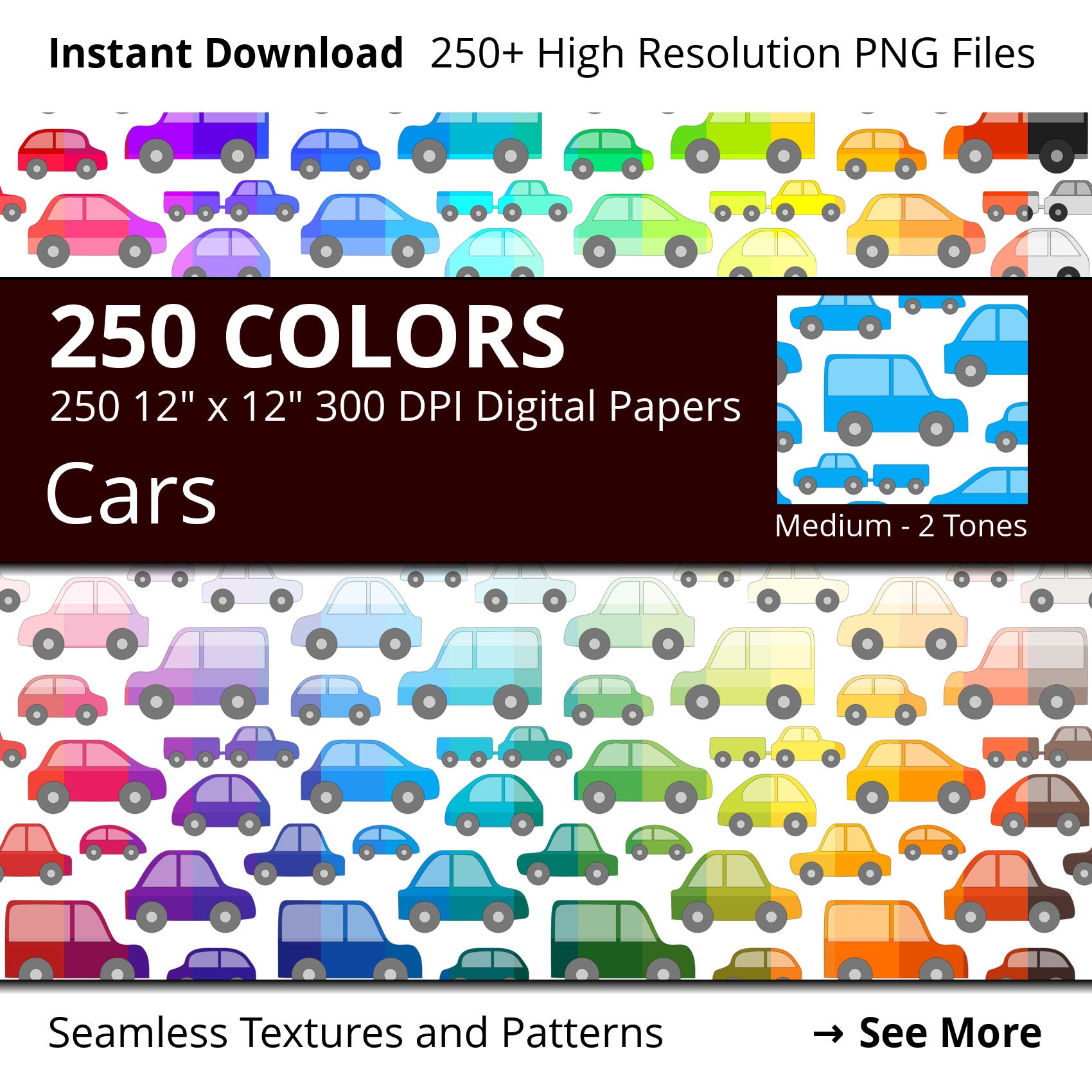 250 Cars Digital Paper Pack, 250 Colors Vehicles Digital Paper 250 Cars Digital Paper Pack, 250 Colors Vehicles Digital Paper