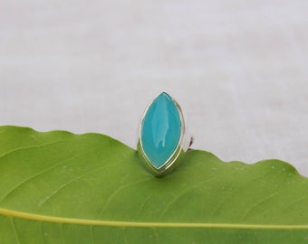 Natural Chalcedony In Handmade Sterling Silver Ring 92.5 Sterling Silver Ring