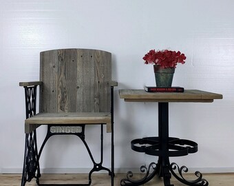 Reclaimed Barn Wood Singer Base Chair