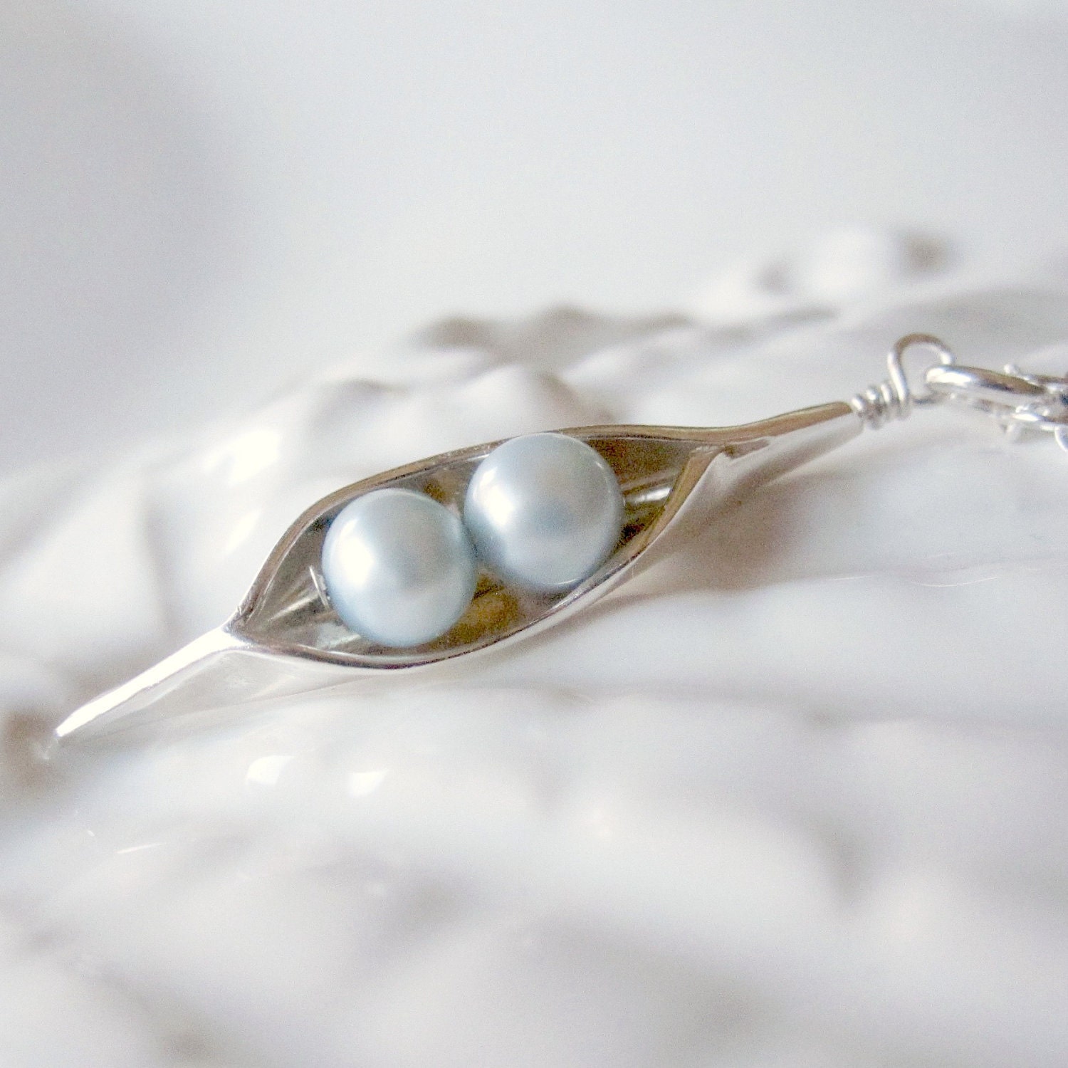 Two Peas in a Pod Necklace Peapod Necklace Pea Pod Blue