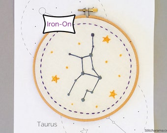 12 Zodiac Constellation Embroidery Patterns • Iron On Transfers