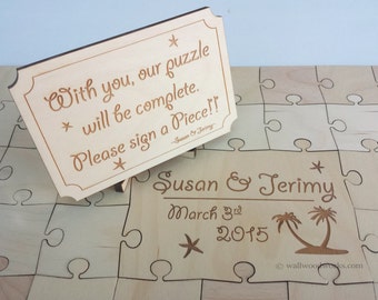 Wedding Puzzle Guest Book (Beach) 32-400 Piece Wedding, Guest Book Puzzle, Guestbook, Rustic, Alternative Wedding, Laser Cut, Engraved