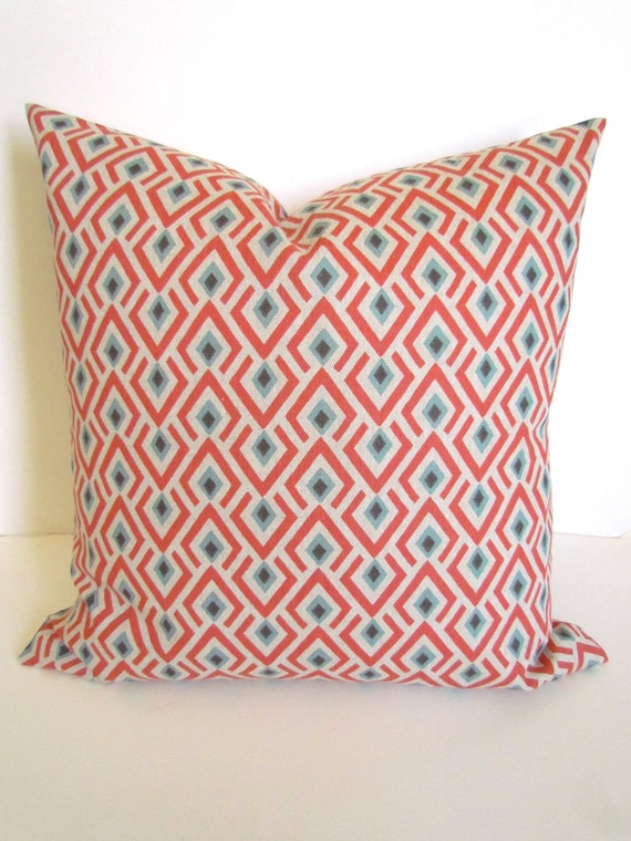 CORAL PILLOWS Coral Throw Pillows Spa Blue Throw Pillow Covers