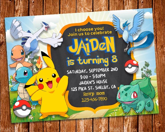 Pokemon Invitation Pokemon Party Pokemon Birthday Party