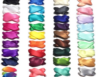 Satin Ribbon Shoelaces 5/8" Premium Quality Pair Choose Your Color wedding Shoelaces