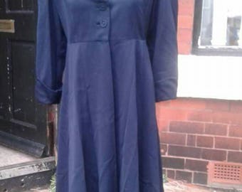 SALE Beautiful 1930s 40s blue princess fit and flare coat with huge collar detail