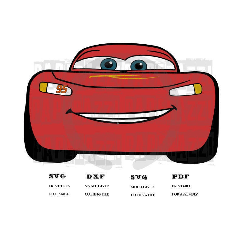 Download Cars 3 Lightning McQueen SVG DXF FCM for Cricut Design Space
