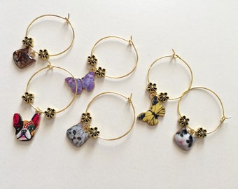 Set of Six Wine Charms in Gift Box