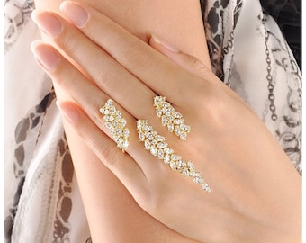 Crystal Cluster 2 Finger Ring