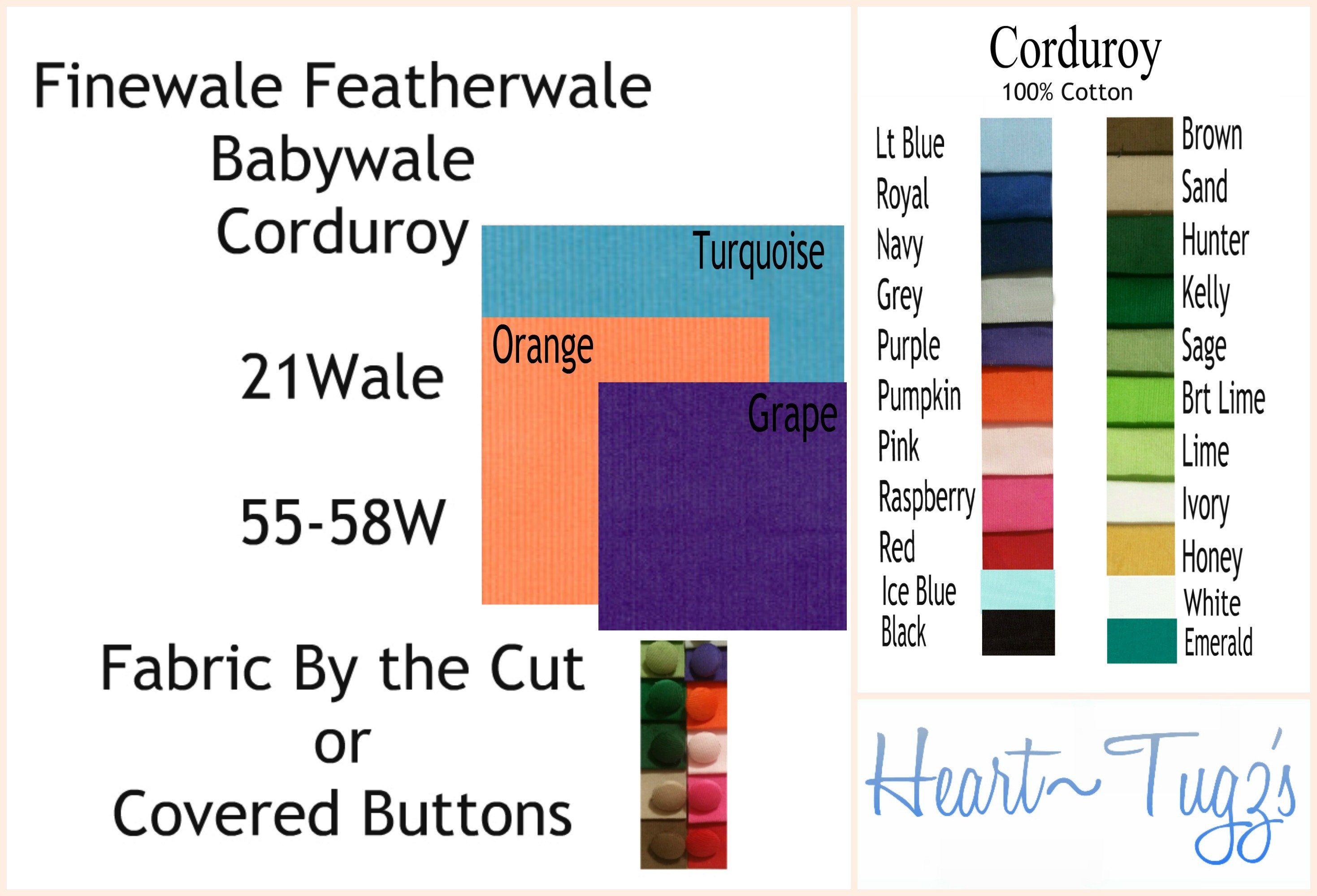 Corduroy Finewale Featherwale Babywale 21 wale Blue Black