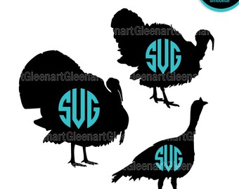 Turkey svg bundle, Turkey monogram, Turkey clipart, Thanksgiving svg, Thanksgiving monogram, Silhouette svg, Commercial use Instant download