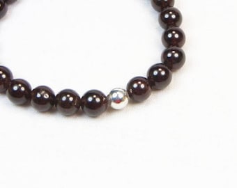 Garnet Bracelet - Stretch Bracelet - Stackable Bracelet - Gemstone Beaded Bracelet - Womens Bracelet - Gift - January Birthstone