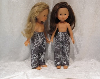 LES CHERIES Corolle 13" Dolls Handmade Elastic Waist Pants #P02 Halloween Purple Elastic Waist PANTS with Spiders & Sparkling Webs