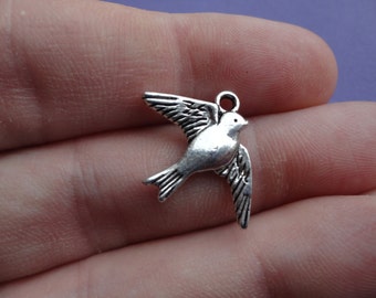Silver Bird Charm 23x18mm 9 pcs B011