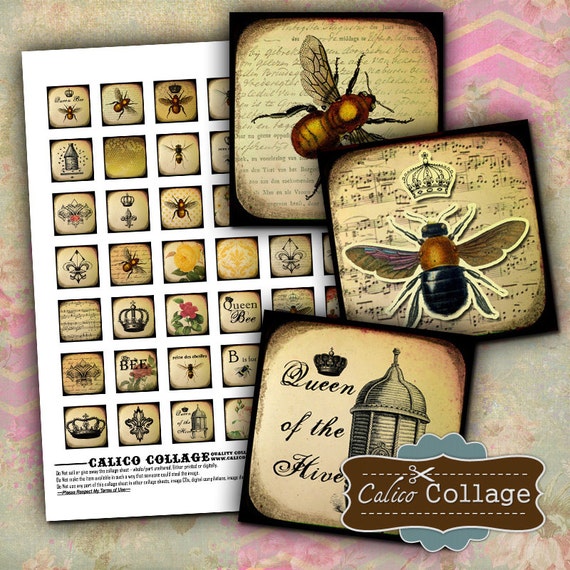 Queen Bee Collage Sheet Bee Collage Sheet Digital Collage