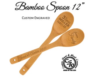 Engraved Bamboo Spoon | Wooden Spoon Personalized | Cooking Party Favor | Wedding Shower Favor | Chef Cooking Spoon | Customer Insensitive