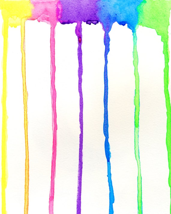 Rainbow Drip Watercolor Print Color Study Art Print Multi