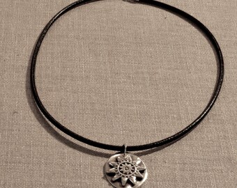 Fine Silver Oval Disc with a Sun or Flower | Precious Metal Clay