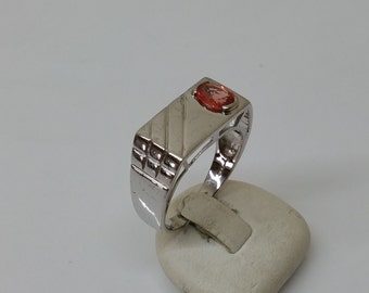 20 mm Silver ring 925 Mandarin Garnet Stainless SR742