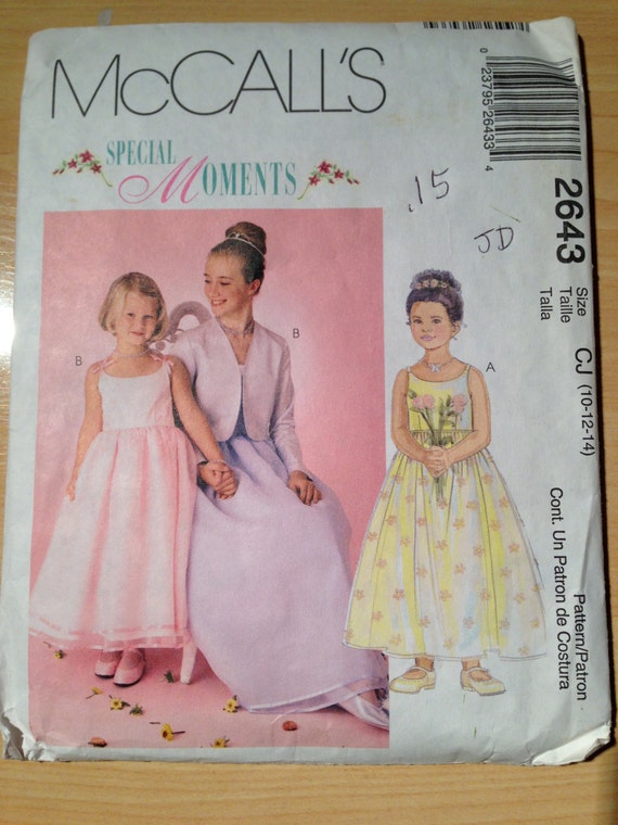 McCalls Sewing Pattern 2643 Childrens and Girls Dress and Lined Jacket Size 10-14 Uncut