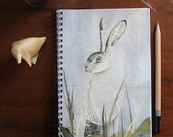 Woodland Collage Series - Hare - A5 Spiral Lined Notebook