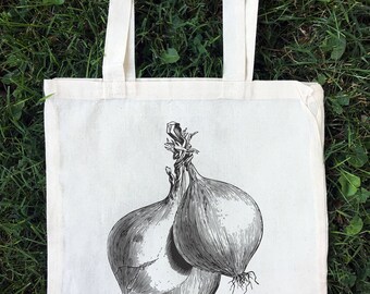 Onion Tote Bag, Tote, Farmer's Market Tote, Cotton Tote Bag, Reusable Grocery Bag, Veggie Tote, Veggie Tote Bag, Onion Bag, Onion Tote