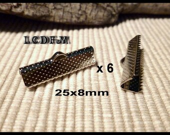 * ¤ Set of 6 silver metal claw greenhouse-Ribbon/tips - 25x8mm ¤ * #A16