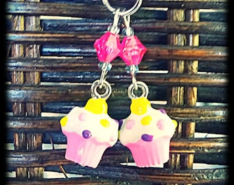 Hearing Aid Charms : Cute Cupcakes! Available in matching Mother Daughter Set (peirced or clip ons)!