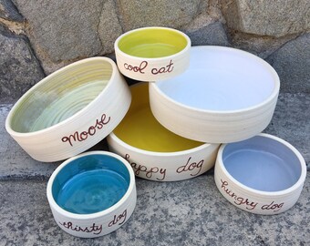 SMALL Dog Bowl, Cat Dish, Personalized, Dog Bowl, Ceramic Dog Bowl, Custom, Pet Bowl, Food, Water, Pottery