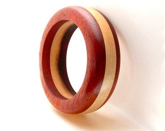Handmade Wood Bangle Bracelet Padauk Wood and Maple Wood