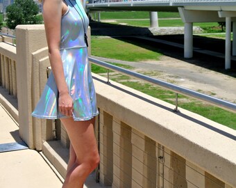 Holographic Dress with Open Back