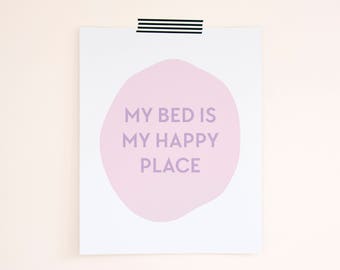 Happy Place Print. Bedroom Decor. Stocking Stuffer. Holiday Gift. Christmas Gift for Sister. Best Friend Gift. Gift for Her. Gift Under 20