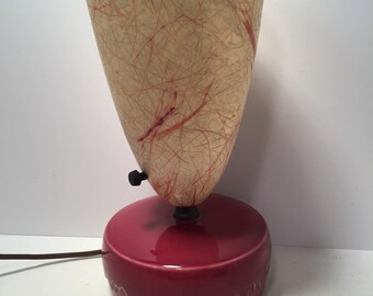 Mid century ceramic tv lamp with fiberglass cone shade