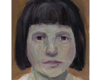 Girl Portrait oil painting original small 5" x 7" people figurative