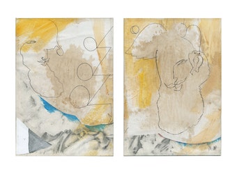 Original mural 2 pieces/2x din A4 "Christmas, Santa Claus, Angel, Christmas tree, baubles..."/Zarte Drawings