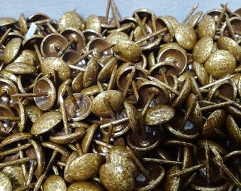 100 Vintage Gold Upholstery Tacks, Upholstery Nails, French Natural Antique Gold Furniture Upholstery Nail Heads, Leather Tacks, Decotacks