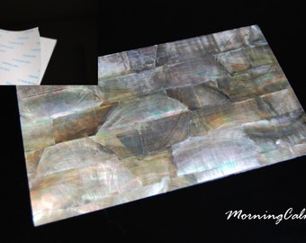 Black Mother-of-Pearl Coated Adhesive Veneer Sheet (MOP Shell Overlay Inlay Luthier Nacre Craft)